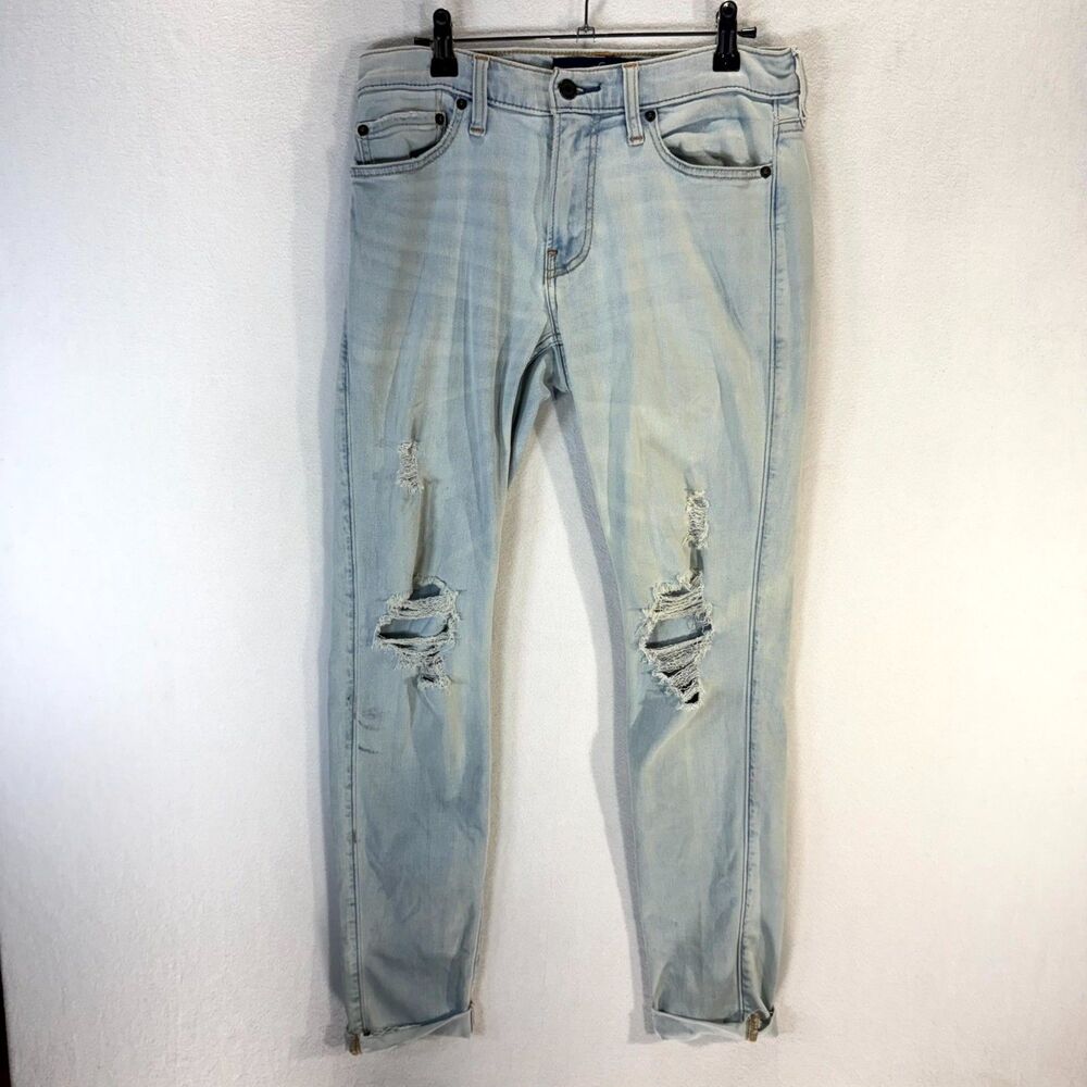 Hollister Skinny Advanced Stretch Light Wash Ripped Jeans Womens Size W30 L30